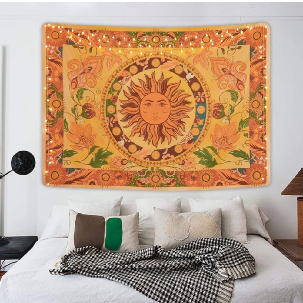 Hippie Vintage Sun Floral Bohemian Retro Pattern Tapestry for Wall/Bedspread - Picture 3 of 6